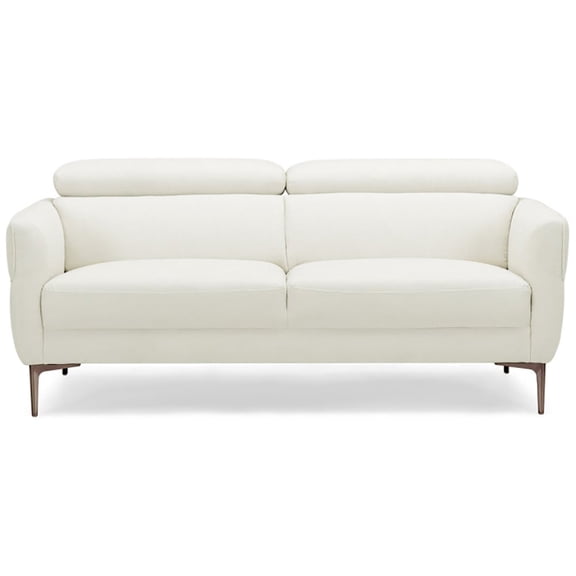GVN 72.5 Inch Modern Fabric Loveseat Sofa Couch with Adjustable Headrest-White