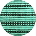 thumbnail image 1 of Ahgly Company Indoor Round Abstract Turquoise Blue Modern Area Rugs, 3' Round, 1 of 4