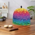 thumbnail image 4 of HELLHERO Teapot Cover Not Easily Deformed Rainbow Wave Pattern Coffee Pot Cloth Covers Dust Proof Polyester Canvas for Hotel, 4 of 8