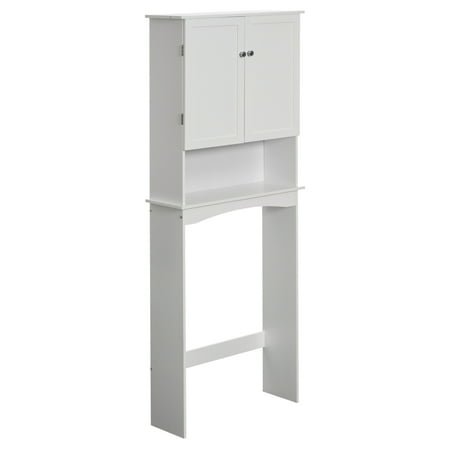 UPC: 0651355240223 | White Over the Toilet Standing Cabinet Organizer for Bathroom with Open Shelf