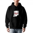 thumbnail image 2 of Men's Black Hoodie with Indiana Outline & ' ESTRA - DA LIFE ' in Red - Relaxed Fit Pullover Sweatshirt with Front Pocket & Drawstrings, 2 of 7