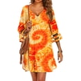 thumbnail image 3 of Ekouaer Women's Beach Coverups 3/4 Mesh Sleeve Bathing Suit Cover Ups Beachwear Loose Fit Swimwear Beach Dress S-3XL, 3 of 5