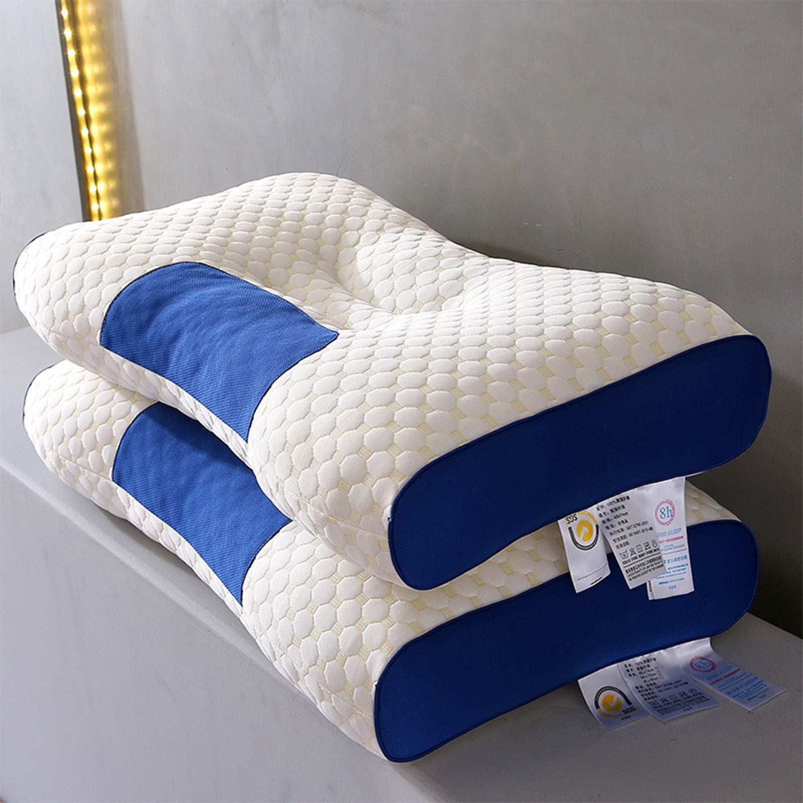 Orthopedic Cervical Pillow with Fast-Rebound Memory Foam - Machine Washable Ergonomic Neck Support Pillow Core Hypoallergenic & Breathable for Spine Alignment & Pain Relief, Home/Travel Use