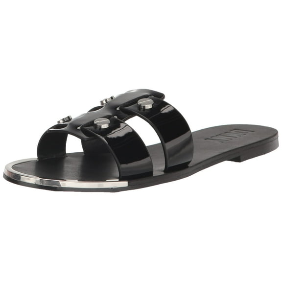 DKNY Women's Glynn Flat Sandal, Black, 9.5