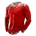 thumbnail image 3 of Christmas T-Shirts for Men Long Sleeve Star Christmas Tree Graphic Pajamas Tee Crew Neck Slim Fit Casual Fall Winter Family Xmas Gift Men T Shirts ZE Red XL, 3 of 3