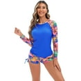 thumbnail image 2 of IBTOM CASTLE Women Two Piece Rash Guard Long Sleeve Swimsuits Sets UPF 50+ Cropped Swim Shirt with Boyshort Bottom Bathing Suits S Royal Blue, 2 of 6