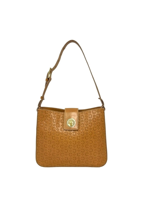 Pre-Owned CELINE C Macadam Blazon Triomphe Logo Hardware Leather Semi One-Shoulder Bag Brown...