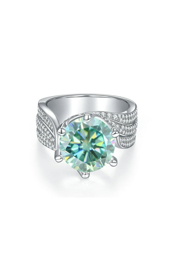 3ct Moissanite Engagement Rings for Women Round Cut D Color VVS1 Blue/Yellow/Pink Diamond Rings Moissanite Wedding Bands with Certificate