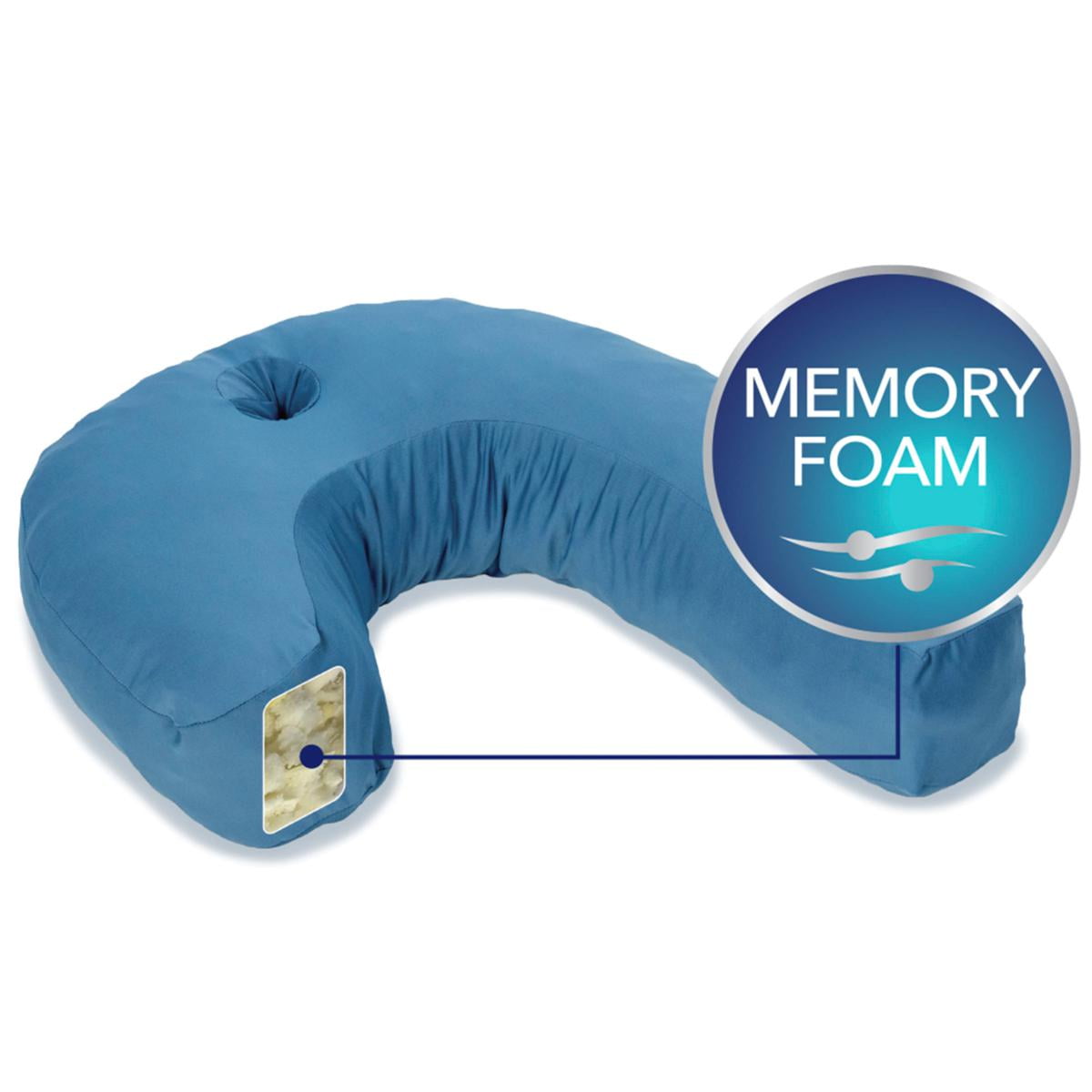 As Seen on TV - Side Sleeper Adjustable Head & Neck Memory Foam Fill Pillow (2.75lb) - Blue