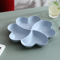 Gallickan Snack Tray, Heart Shape Dried Fruit Partitioned Serving Dish, Wheat Straw Eco-Friendly Home Party Candy Nut Box for Coffee Table Decor, Blue