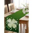 thumbnail image 2 of Burlap Table Runner 48 Inches Long, St Patrick Spring Luck Clovers Leaves Non-Slip Kitchen Table Runners for Dining Room Everyday Use Party Table Decorations Green Diagonal Lattice Plaids, 2 of 9