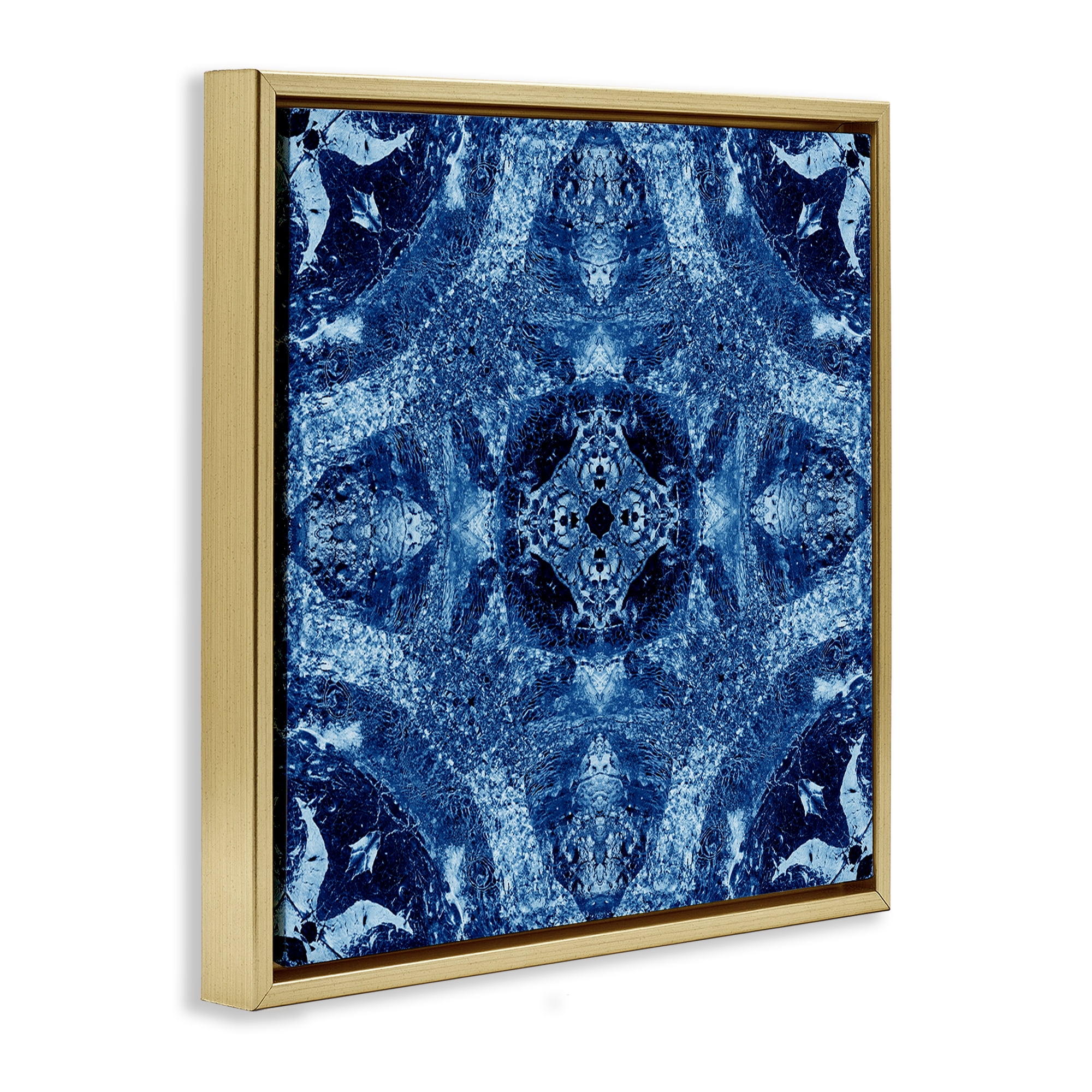 Stupell Industries Mosaic Tile Pattern Abstract Painting Gold Floater Framed Canvas Art Print Wall Art, 25 x 25