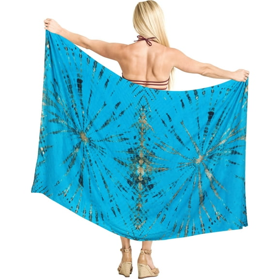 HAPPY BAY Women's Beach Wrap Bikini Swimwear Swim Cover up Summer Wraps Swimsuit Beachwear Sarong Coverups Skirts for Women One Size Turquoise, Tie Dye