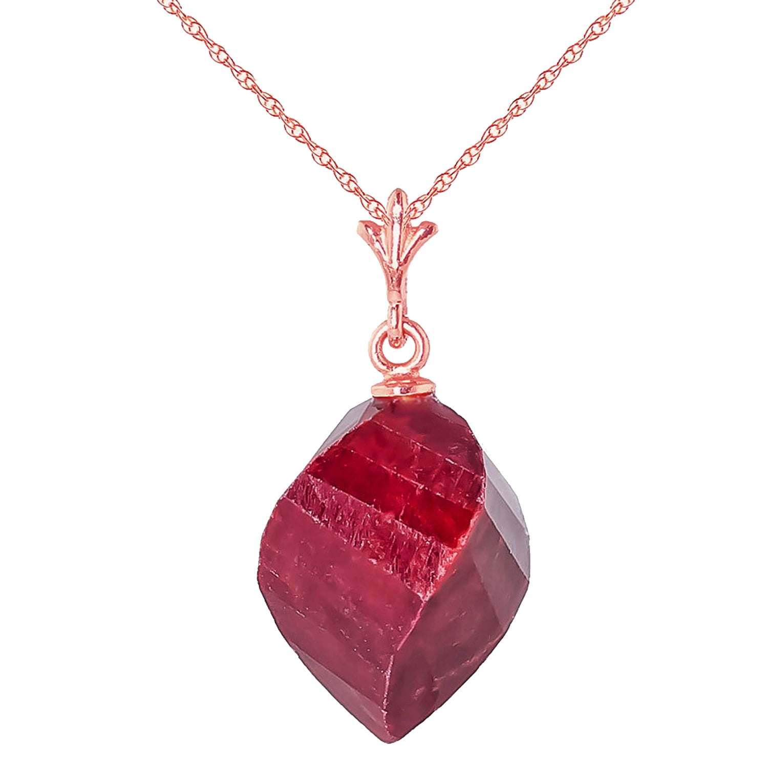 Galaxy Gold 14K Solid Gold Natural Ruby Briolette Pendant Necklace for Women - Rose Gold Fine Jewelry