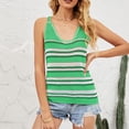 thumbnail image 2 of HBFAGFB Womens Tank Tops Spring Summer V Neck Stripe Color Blocking Knitted Trendy Vest Green Size L, 2 of 8