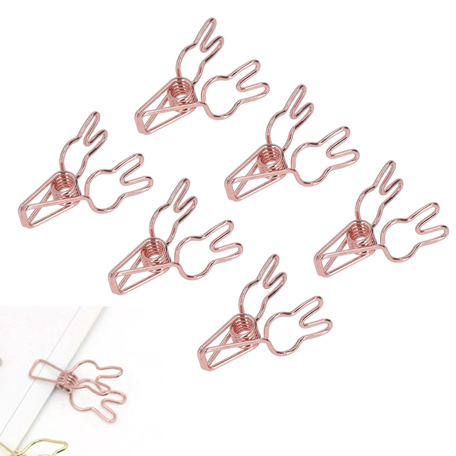 BOKYAN 100Pcs Bunny Binder Clips, Hollow Out Cute Metal Small Paper Clips for Documents, Clothes, Paper, Rose Gold (7.87 inches / 20 cm)
