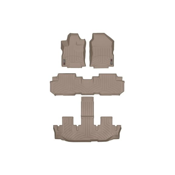 WeatherTech Custom Fit FloorLiners compatible with 2019-2026 Subaru Ascent - Complete Set (1st, 2nd, & 3rd Row), Tan