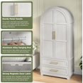 thumbnail image 5 of VEANERWOOD Arched Armoire Wardrobe Closet with 2 Drawers, Wooden Clothing Storage Cabinet with Hanging Rod & Metal Handle for Bedroom, 5 of 9