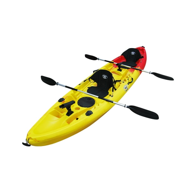 BKC TK219 12.2' Tandem Fishing Kayak W/Soft Padded Seats, Paddles,6 Rod