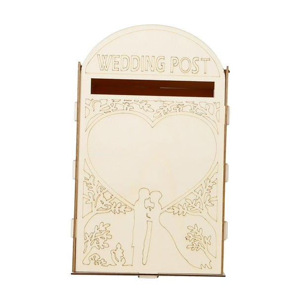 Caja para tarjetas de boda, de madera, decorativa, rústica, para decoración de bodas, buzón para correos de boda. Estilo B