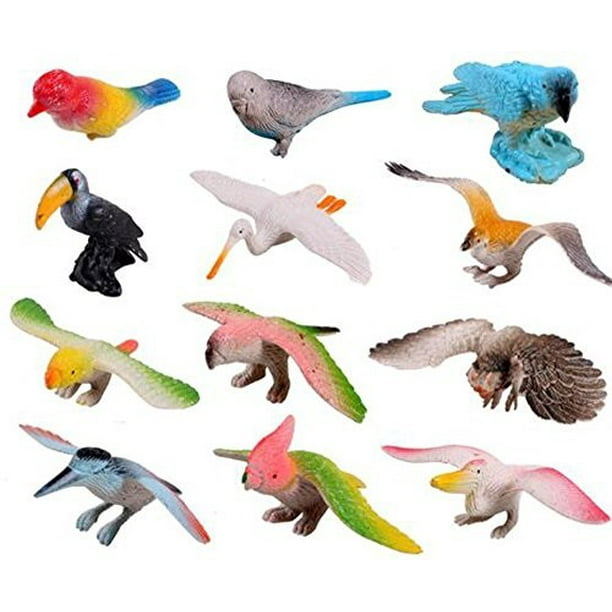 naughtytoys 12 pcs 3d plastic "flying birds" animals figure toy model