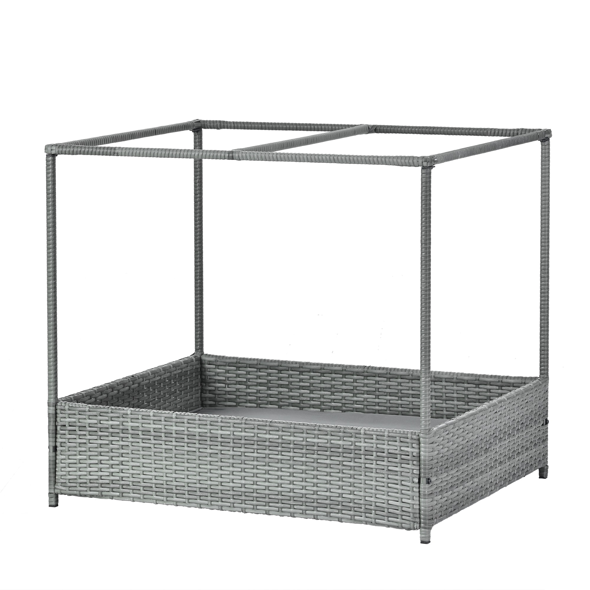Pefilos 35" Pet Furniture Dog Bed for Cat and Dog House/Kennel, Seasonal PE Wicker Pet Bed with Curtain, Provide Pet Mat, Dark Gray Pefilos 35" Pet Furniture Dog Bed for Cat and Dog House/Kennel, Seasonal PE Wicker Pet Bed with Curtain, Provide Pet Mat, Dark Gray