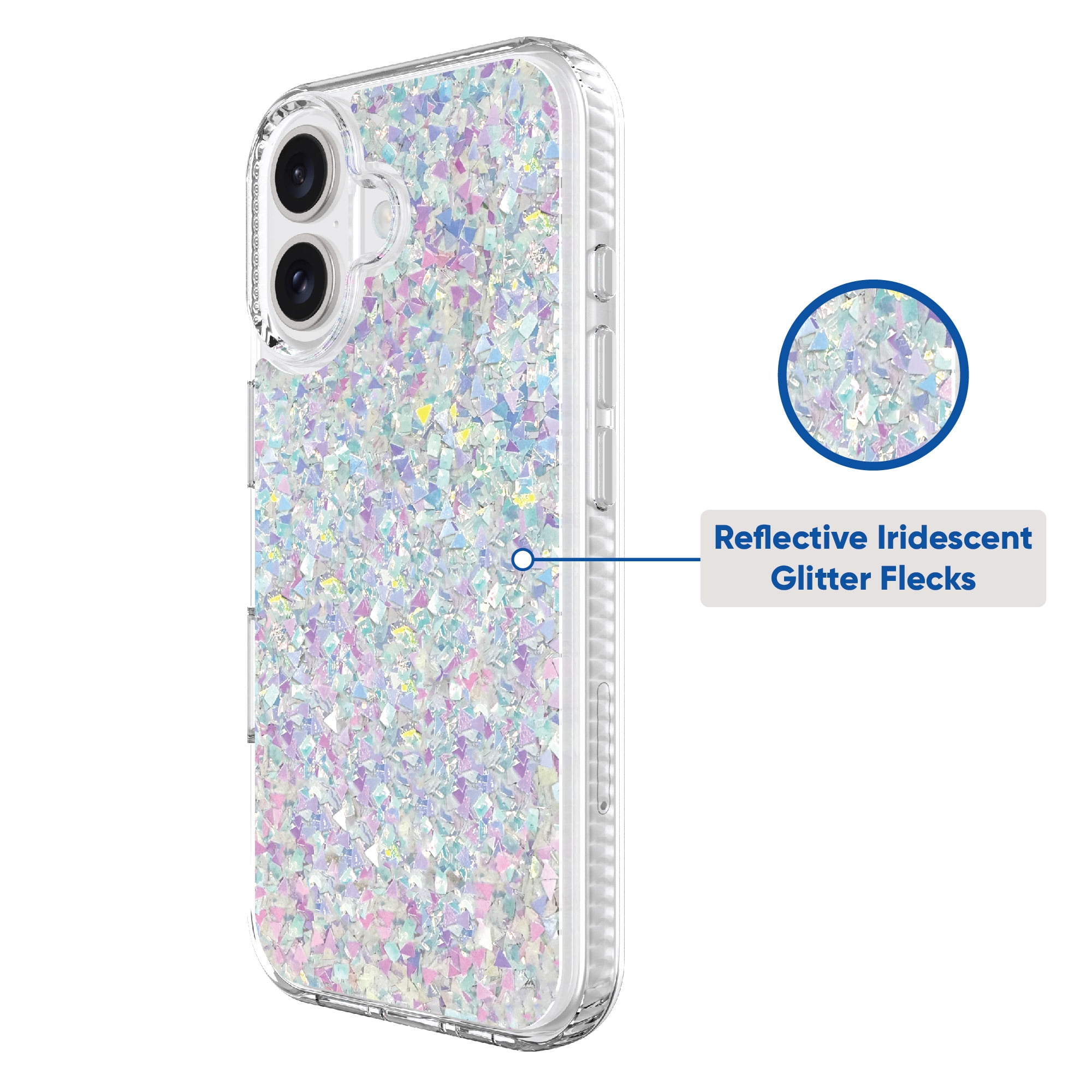 onn. Phone Case for iPhone 16 - Iridescent Glitter Fleck