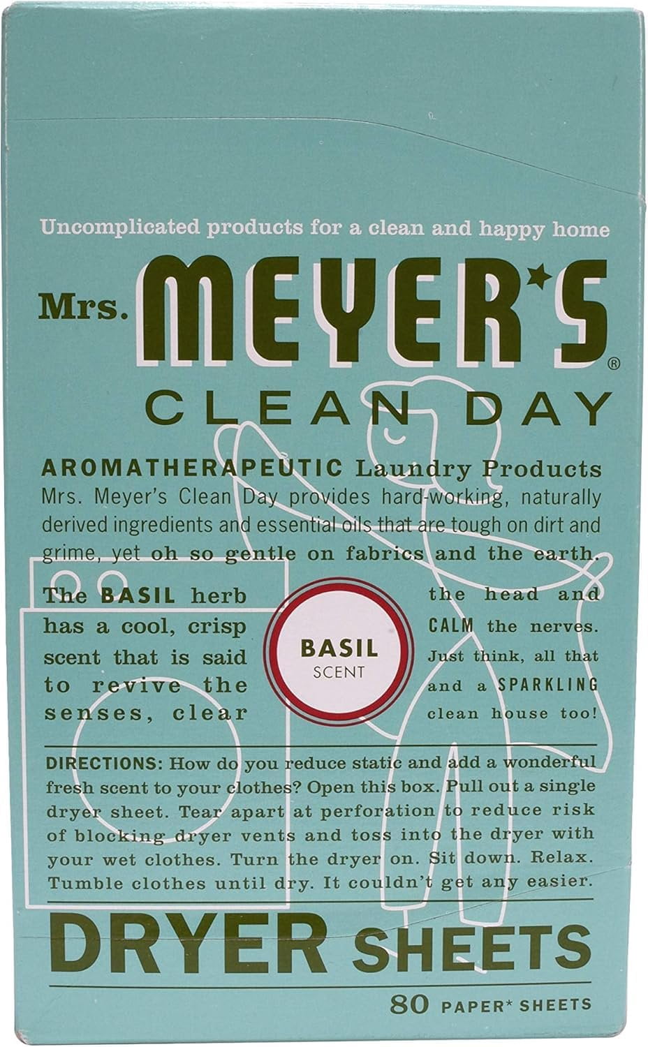 Mrs. Meyer's Clean Day Dryer Sheets - Basil - 80 ct - 2 pk