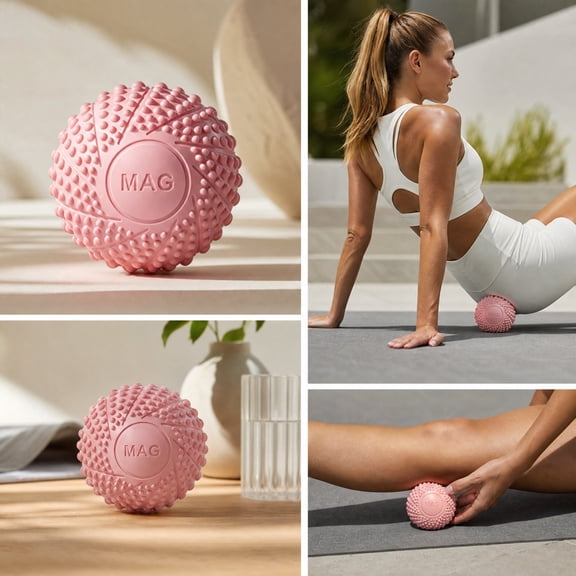 Massage Ball, Spiky Massage Ball Deep Tissue Muscle Relief Trigger Point Recovery Tool, Foot Hand Back Neck Plantar Fasciitis Stretching Therapy for Yoga Fitness Gym Home