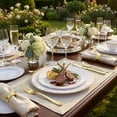 thumbnail image 1 of Supernal 102pcs White and Gold Plastic Plates Disaposable Party Plates White Gold Rim Heavy duty, Fancy Gold Plastic Dinnerware Set include, 1 of 8