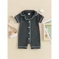 thumbnail image 3 of Musuos Baby Boys Basic Jumpsuit, Short Sleeve Turn-down Collar Button-down Summer Romper Clothes for Casual Daily, 3 of 10