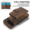 thumbnail image 3 of ELEHOLD Case for Google Pixel 9 Pro XL, 2-in-1 Magnetic Shockproof Leather Wallet Flip Case Cover, Detachable Card Holder with Stand,Brown, 3 of 5