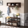 thumbnail image 3 of Tribesigns Entryway Coat Racks with Shoe Storage Bench, Industrial Hall Tree with 3 Storage Cubbies and 7 Hooks for Entrance, Hallway, 5-in-1 Design, Rustic Brown, 3 of 9