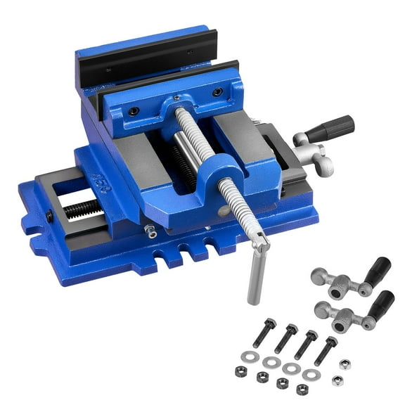 KFFKFF 6-Inch Cross Slide Drill Press Vise, 2-Way X-Y Axis Bench Clamp, 5.7-Inch Jaw Opening, Durable Cast Iron Construction, Ideal for Woodworking, Drilling, and CNC Milling Applications