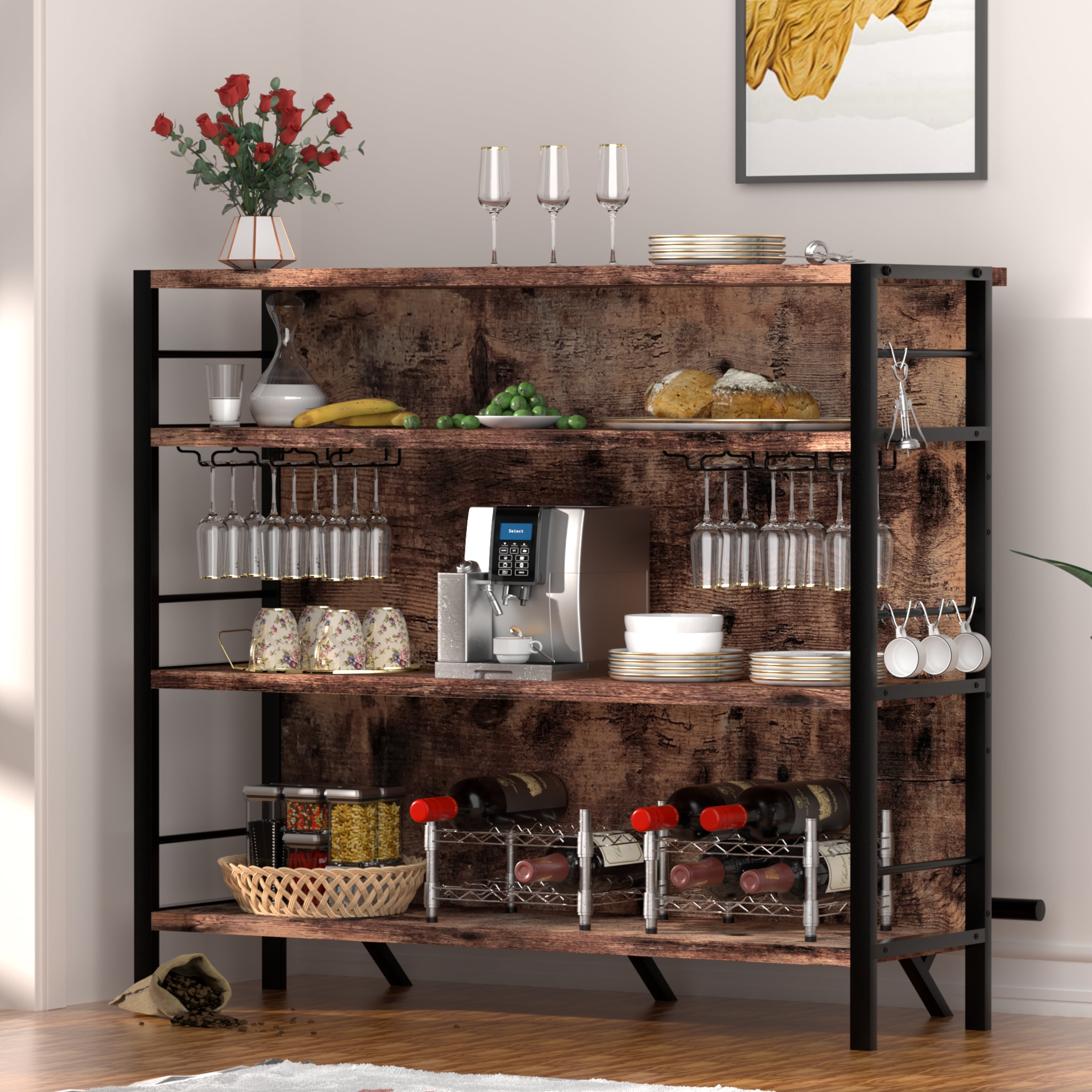 PAKASEPT Home Bar Table, Industrial Liquor Bar Unit with