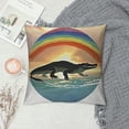 thumbnail image 2 of Crocodile  Retro Sunset Lover Cute  Mom Dad Throw Pillow,  Multicolor, 2 of 5