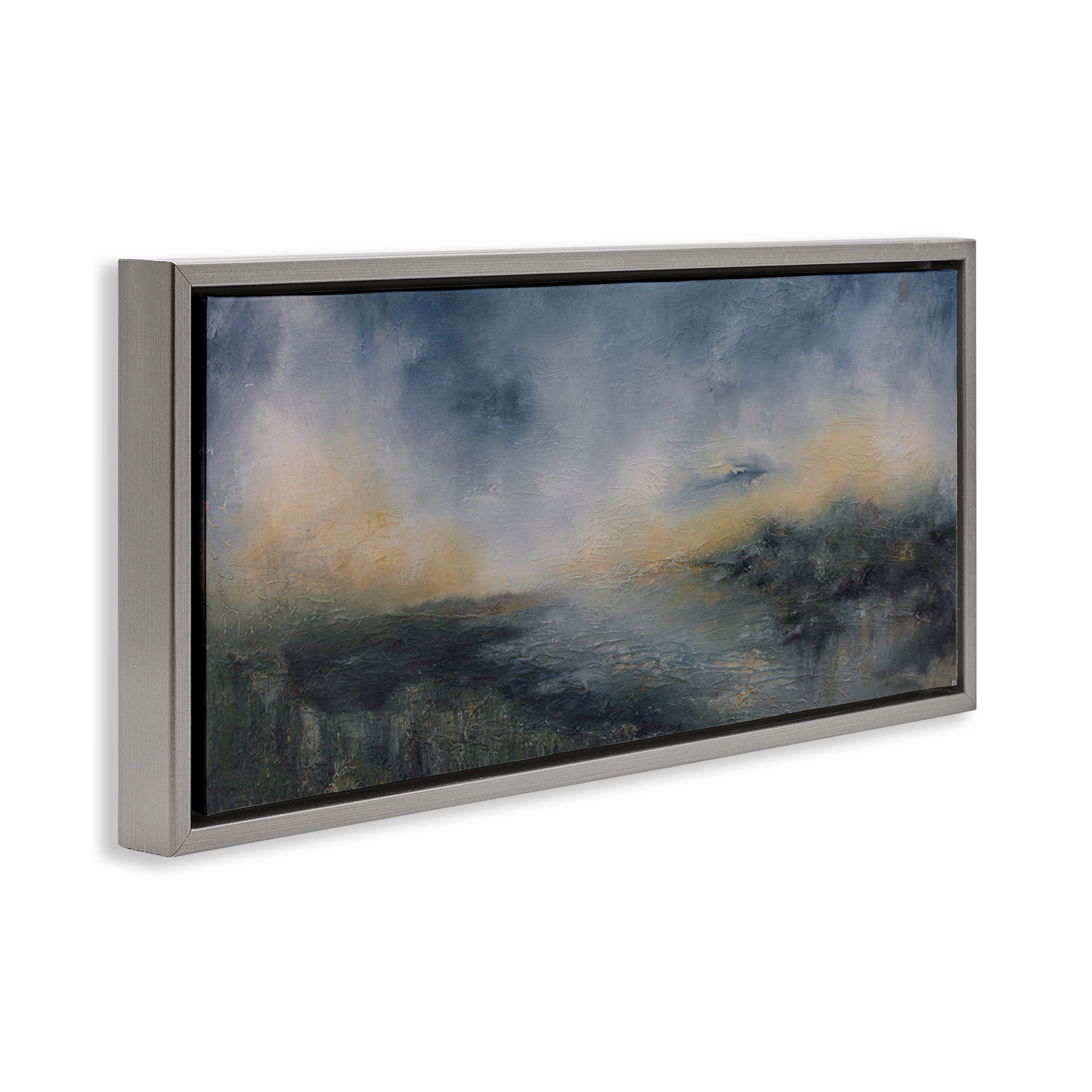Stupell Industries Fame Islands Abstraction Abstract Painting Gray Floater Framed Canvas Art Print Wall Art, 25 x 11