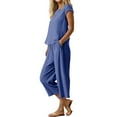 thumbnail image 5 of Ihph7 Capri Pajamas for Women Set Plus Size Pajamas for Women Set Cotton Pajamas for Women Set Womens 2 Piece Lounge Set Summer Sets for Women Matching Lounge Sets for Women Blue XXL, 5 of 9