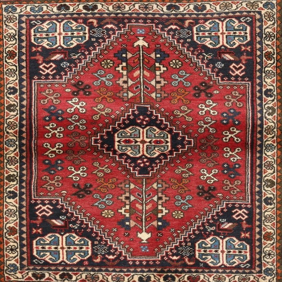 Ahgly Company Indoor Square Traditional Dark Almond Brown Persian Area Rugs, 4' Square