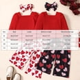 thumbnail image 3 of Staki Toddler Baby Girl Outfits Ruffle Long Sleeve Striped Trim Tops + Flare Pants Set Toddler 2Pcs Fall Winter Clothes(Black,3-4 Years), 3 of 9