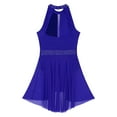 thumbnail image 6 of YONGHS Women's Lyrical Ballet Dance Dress Shiny Rhinestone Figure Skating Skirted Leotard Dancewear Royal Blue M, 6 of 7