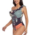 thumbnail image 5 of Daiia Astronaut With American Flag Women's One Piece Swimsuits Personalized One Shoulder Swimwear Asymmetric Ruffle Bathing Suits-X-Large, 5 of 8