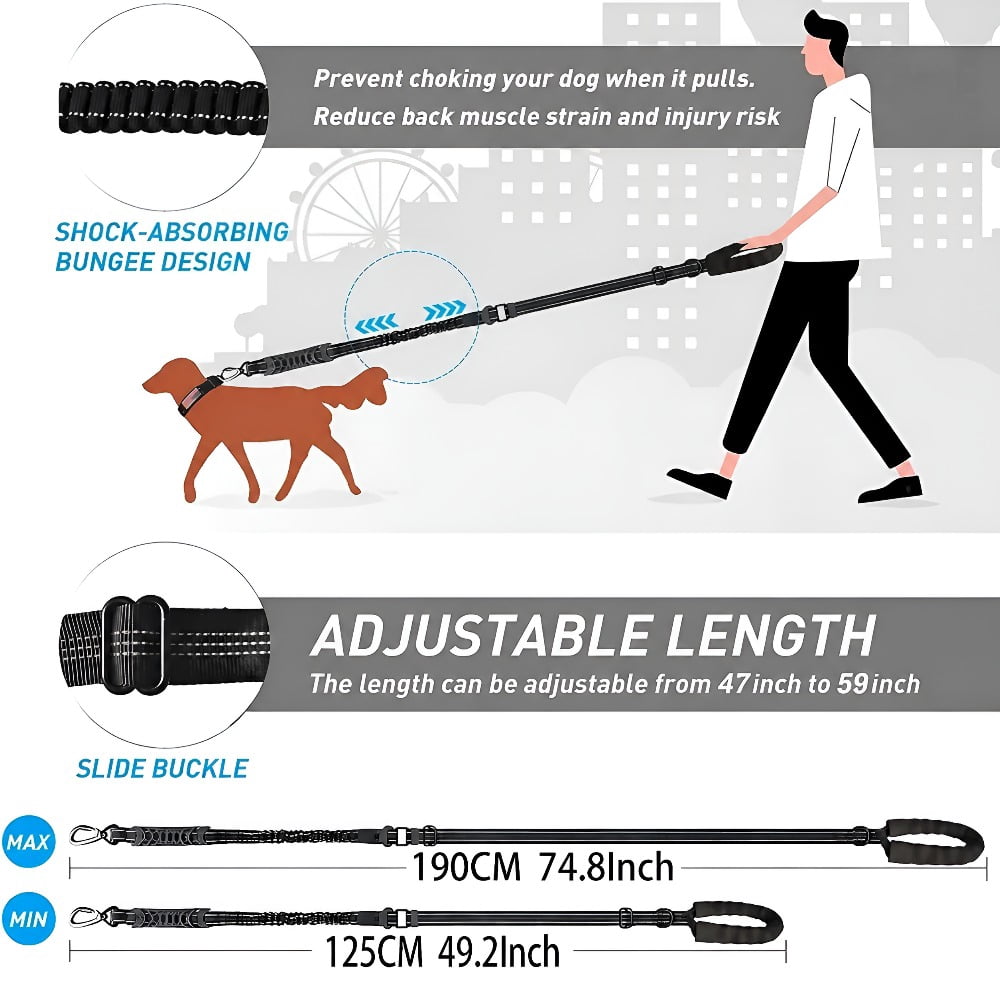 Stretch Leash for Large Dogs That Pull Anti-Pull, Shock-Absorbing Dog Leash 6-Foot Ultra-Durable Tangle Free Training Leash（khaki）