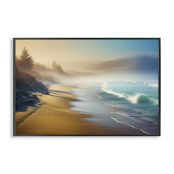 Stupell Industries Smooth Beach Tide Landscape & Nature Painting Black Framed Art Print Wall Art, 18 x 12