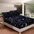 thumbnail image 3 of Erosebridal Sun And Moon Bed Sheet Set Full Size,Black And White Starry Galaxy Boho Hippie Constellation,Bedding Decor Set With 1 Flat Sheet & 1 Fitted Sheet With 2 Pillow Cases, 3 of 5