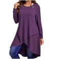 thumbnail image 2 of Womens Tops Long Sleeve Crew Neck Pullover Elegant Ladies Casual Dress Lightweight Loose Fit Fashion Summer Tunics Tops, 2 of 7
