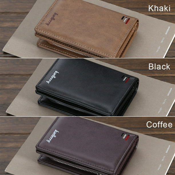 Minnieouse Billeteras de negocios a la moda para hombre tarjetero de PU monedero de bolsillo con cremallera para multiples tarjetas bolso Carteras Caqui Walmart en linea