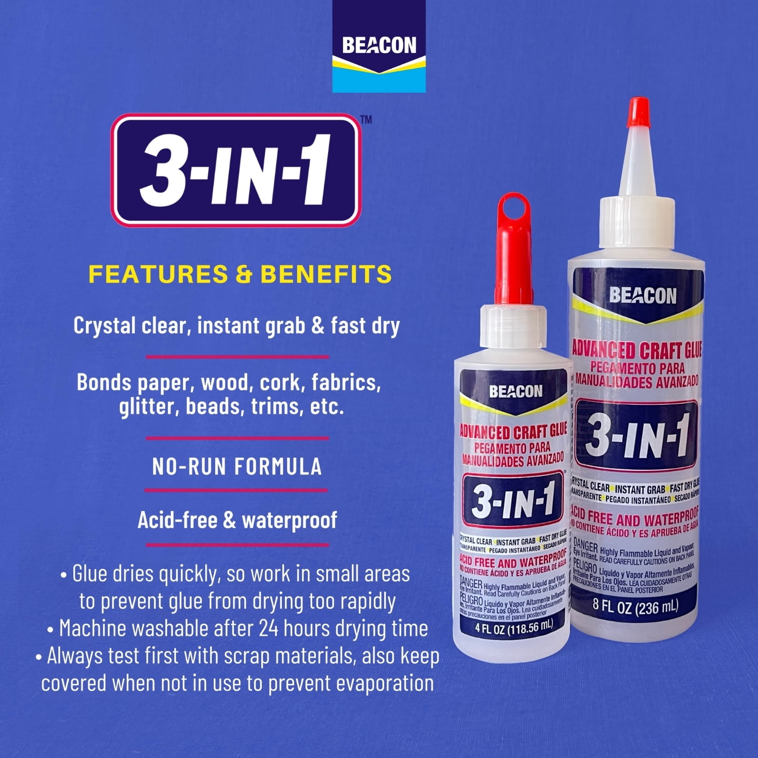 Beacon 3-in-1 Advanced Crafting Glue, 4-Ounce, 1-Pack