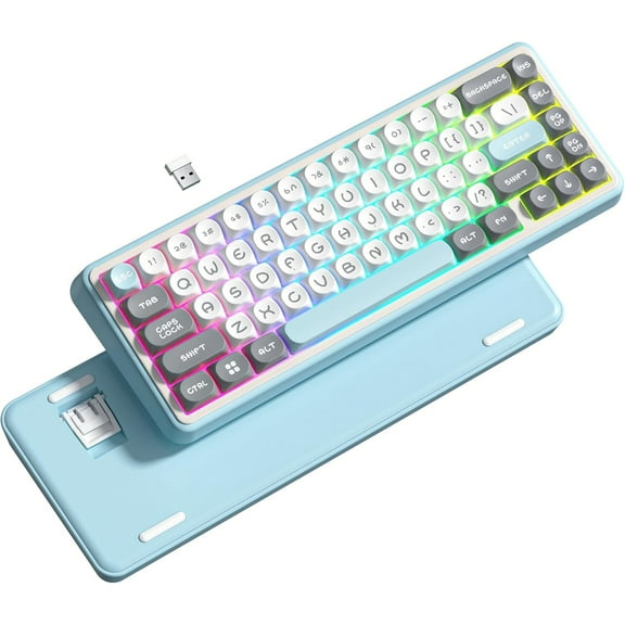 COSTOM Wireless Keyboard,60% Cream Mechanical Gaming Keyboard  with Hot-Swap Connectors,RGB Keyboard for BT/2.4GHz/USB-C, PBT Keycaps, Pre-lubricated POM Switches