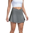 thumbnail image 6 of Spencer Women's Tennis Golf Skirts High Waisted with Pockets Inner Shorts for Athletic Skorts Sports Workout Running Pickleball (Gray,XL), 6 of 12